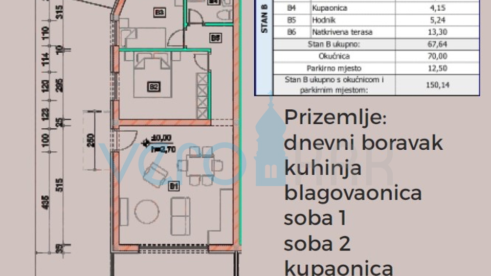 Insel Krk, Omišalj, Erdgeschosswohnung mit Meerblick und Swimmingpool 170 m vom Meer entfernt, zu verkaufen